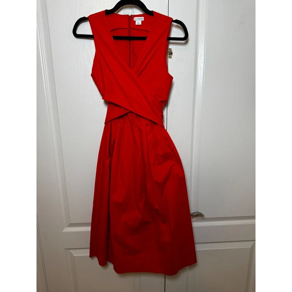J. by J. Crew Women Orange Wrap Front Tie Back Bow Midi Dress Size 4